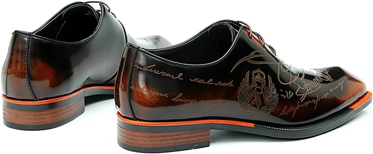 Santimon Men's Oxfords Formal Dress Patent Leather Derby Fashion Business Wedding Prom Tuxedo Casual Carve Oxford Walking Shoes for Men