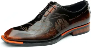 Santimon Men's Oxfords Formal Dress Patent Leather Derby Fashion Business Wedding Prom Tuxedo Casual Carve Oxford Walking Shoes for Men