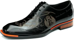 Santimon Men's Oxfords Formal Dress Patent Leather Derby Fashion Business Wedding Prom Tuxedo Casual Carve Oxford Walking Shoes for Men
