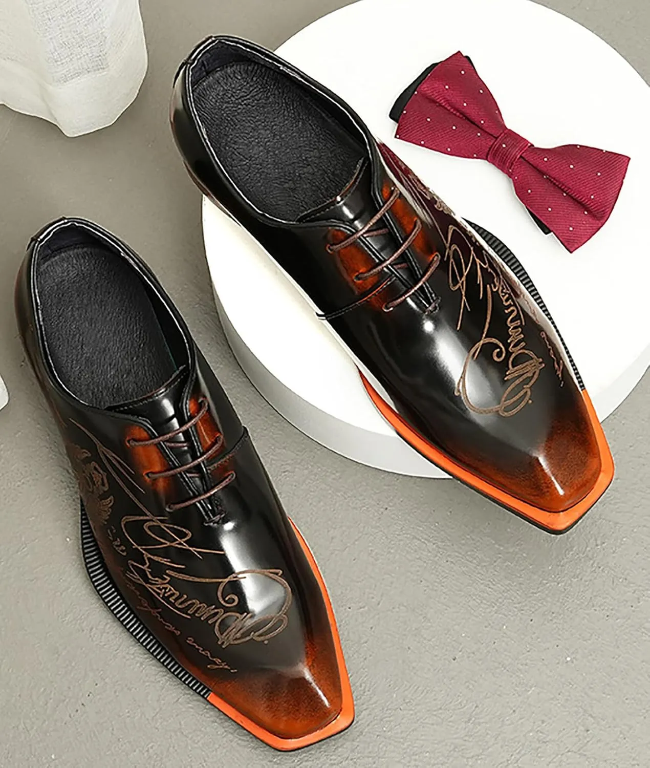 Santimon Men's Oxfords Formal Dress Patent Leather Derby Fashion Business Wedding Prom Tuxedo Casual Carve Oxford Walking Shoes for Men