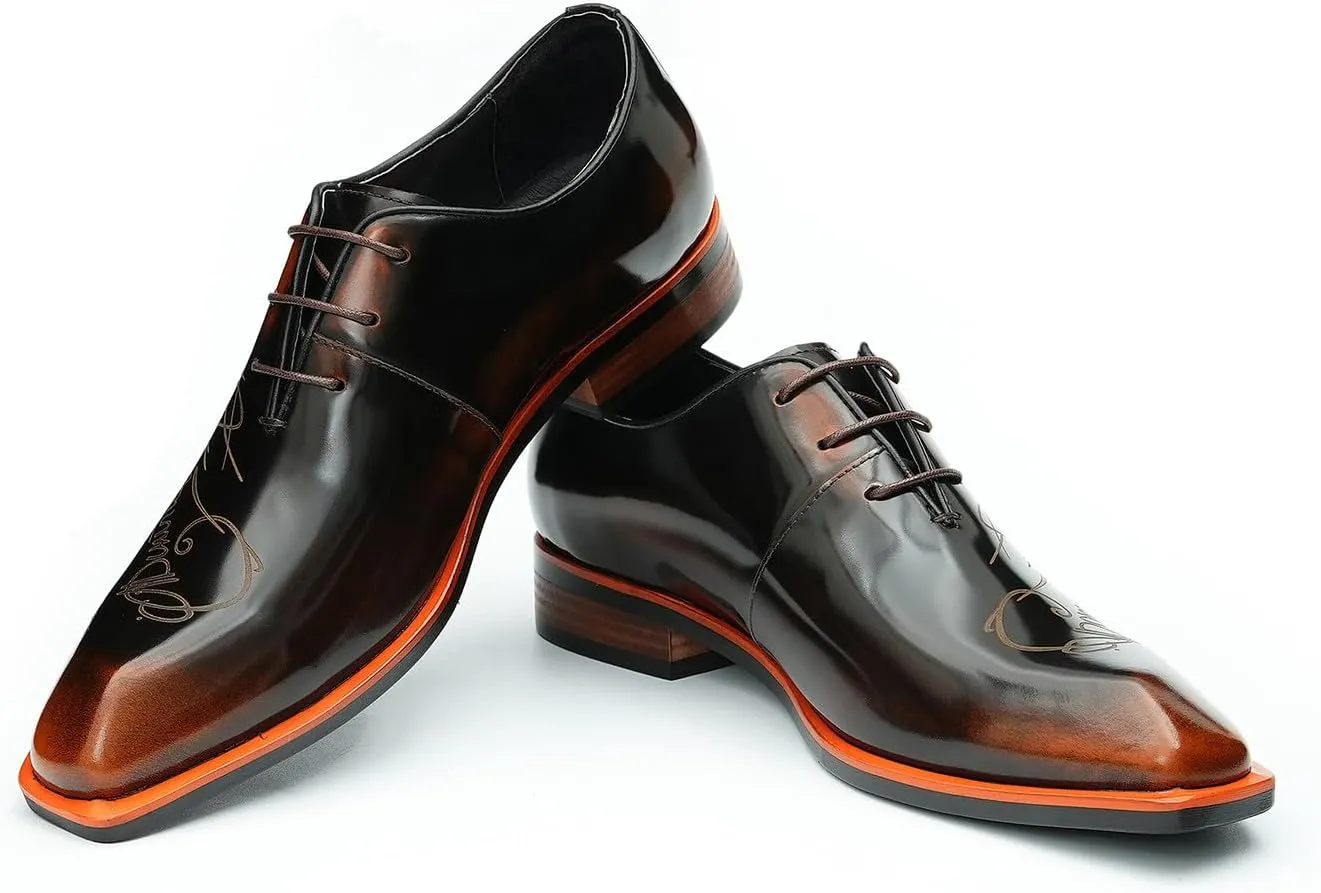 Santimon Men's Oxfords Formal Dress Patent Leather Derby Fashion Business Wedding Prom Tuxedo Casual Carve Oxford Walking Shoes for Men