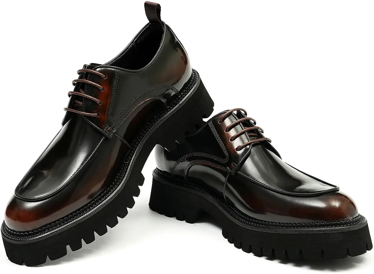 Santimon Mens Oxfords Formal Dress Patent Leather Oxfords Fashion Thick Sole Derby Comfortable Business Casual Wedding Tuxedo Prom Shoes for Men
