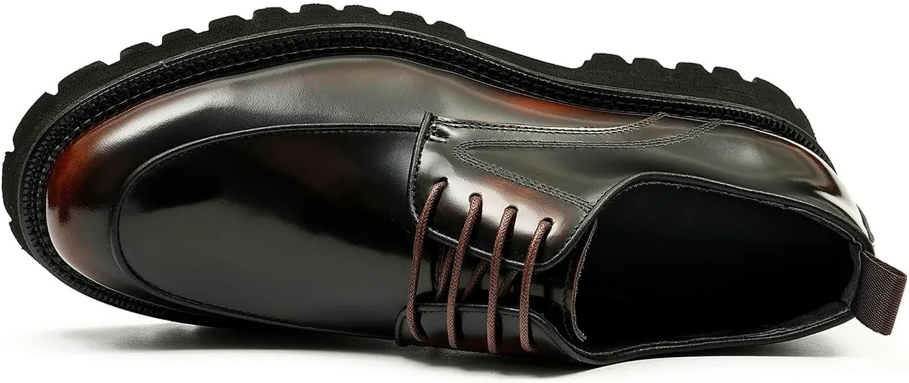Santimon Mens Oxfords Formal Dress Patent Leather Oxfords Fashion Thick Sole Derby Comfortable Business Casual Wedding Tuxedo Prom Shoes for Men