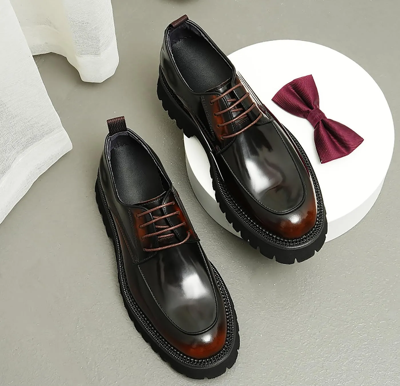 Santimon Mens Oxfords Formal Dress Patent Leather Oxfords Fashion Thick Sole Derby Comfortable Business Casual Wedding Tuxedo Prom Shoes for Men