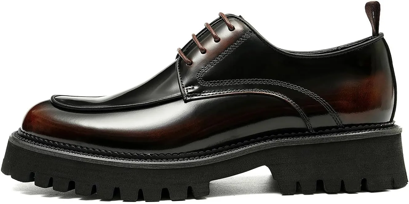 Santimon Mens Oxfords Formal Dress Patent Leather Oxfords Fashion Thick Sole Derby Comfortable Business Casual Wedding Tuxedo Prom Shoes for Men