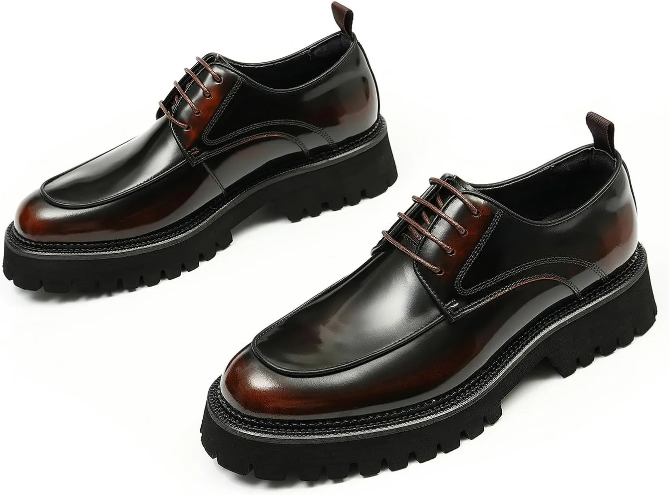 Santimon Mens Oxfords Formal Dress Patent Leather Oxfords Fashion Thick Sole Derby Comfortable Business Casual Wedding Tuxedo Prom Shoes for Men