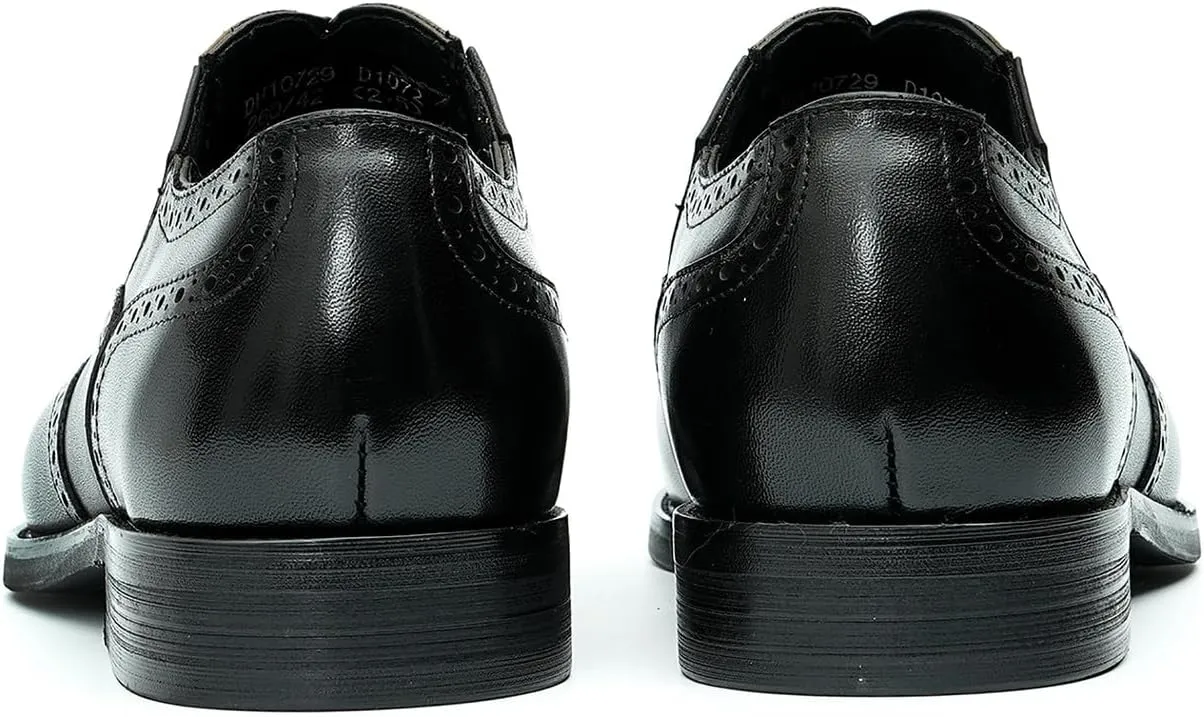 Santimon Men's Oxfords Formal Dress Slip On Derby Business Prom Wingtip Brouges Shoes Tuxedo Wedding Casual Leather Shoes for Men