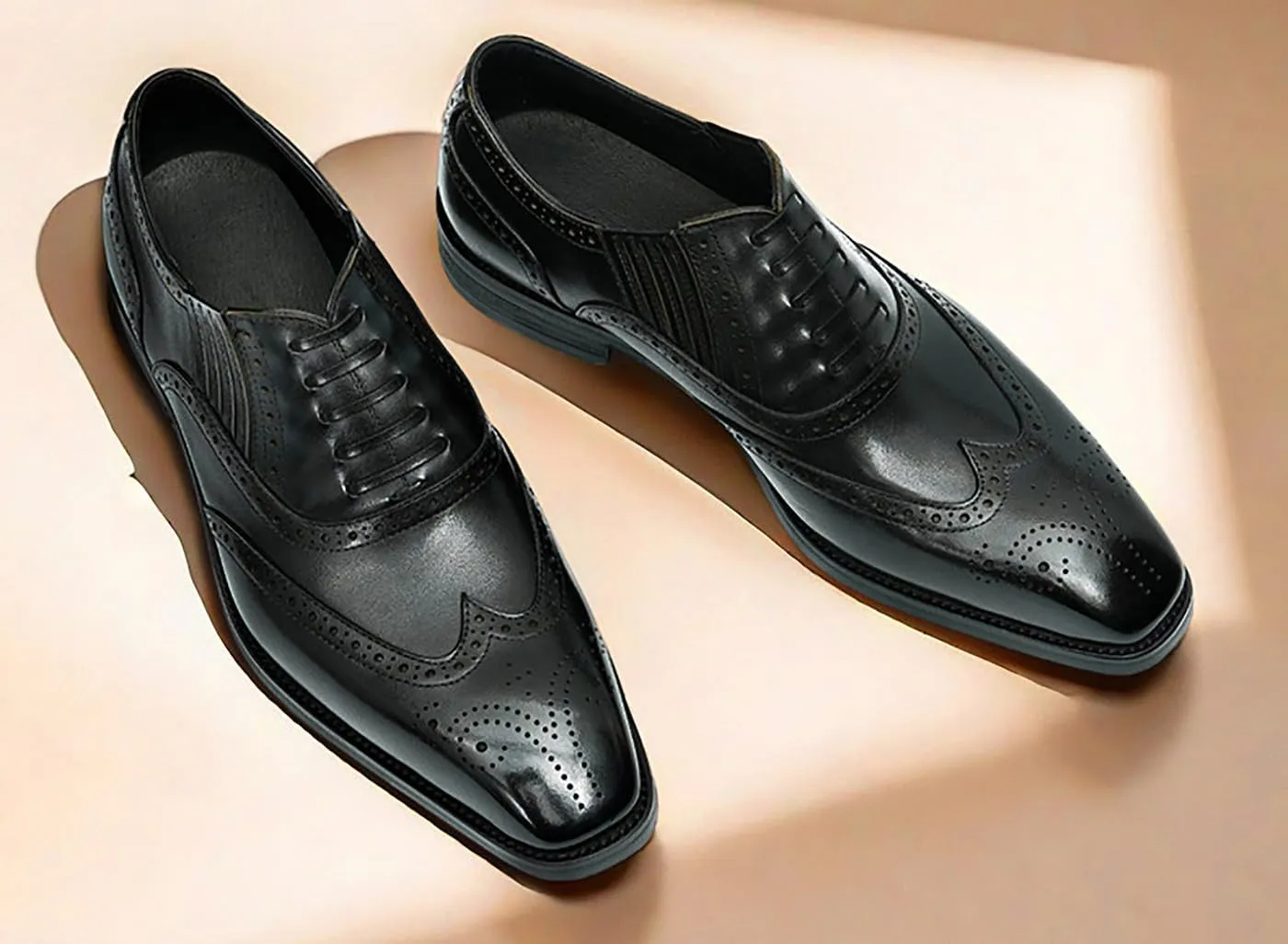 Santimon Men's Oxfords Formal Dress Slip On Derby Business Prom Wingtip Brouges Shoes Tuxedo Wedding Casual Leather Shoes for Men