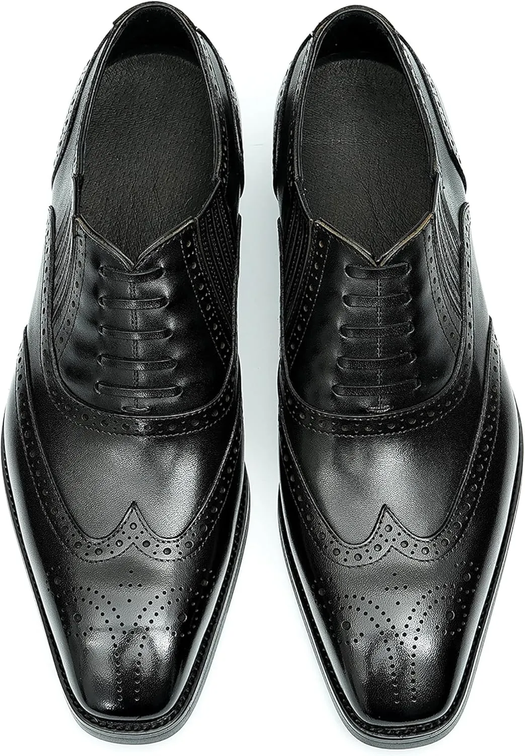 Santimon Men's Oxfords Formal Dress Slip On Derby Business Prom Wingtip Brouges Shoes Tuxedo Wedding Casual Leather Shoes for Men