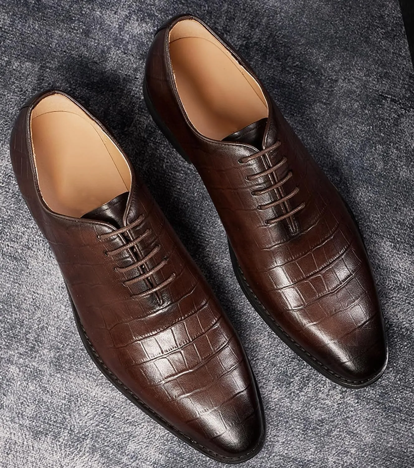 Santimon Mens Oxfords Formal Dress Suit Shoes Genunie Leather Whole Cut Oxfords Fashion Prom Wedding Business Causal Derby Comfortable Tuxedo Shoes for Men