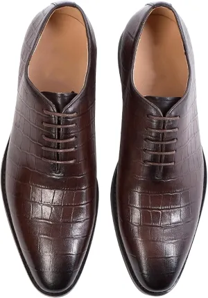 Santimon Mens Oxfords Formal Dress Suit Shoes Genunie Leather Whole Cut Oxfords Fashion Prom Wedding Business Causal Derby Comfortable Tuxedo Shoes for Men