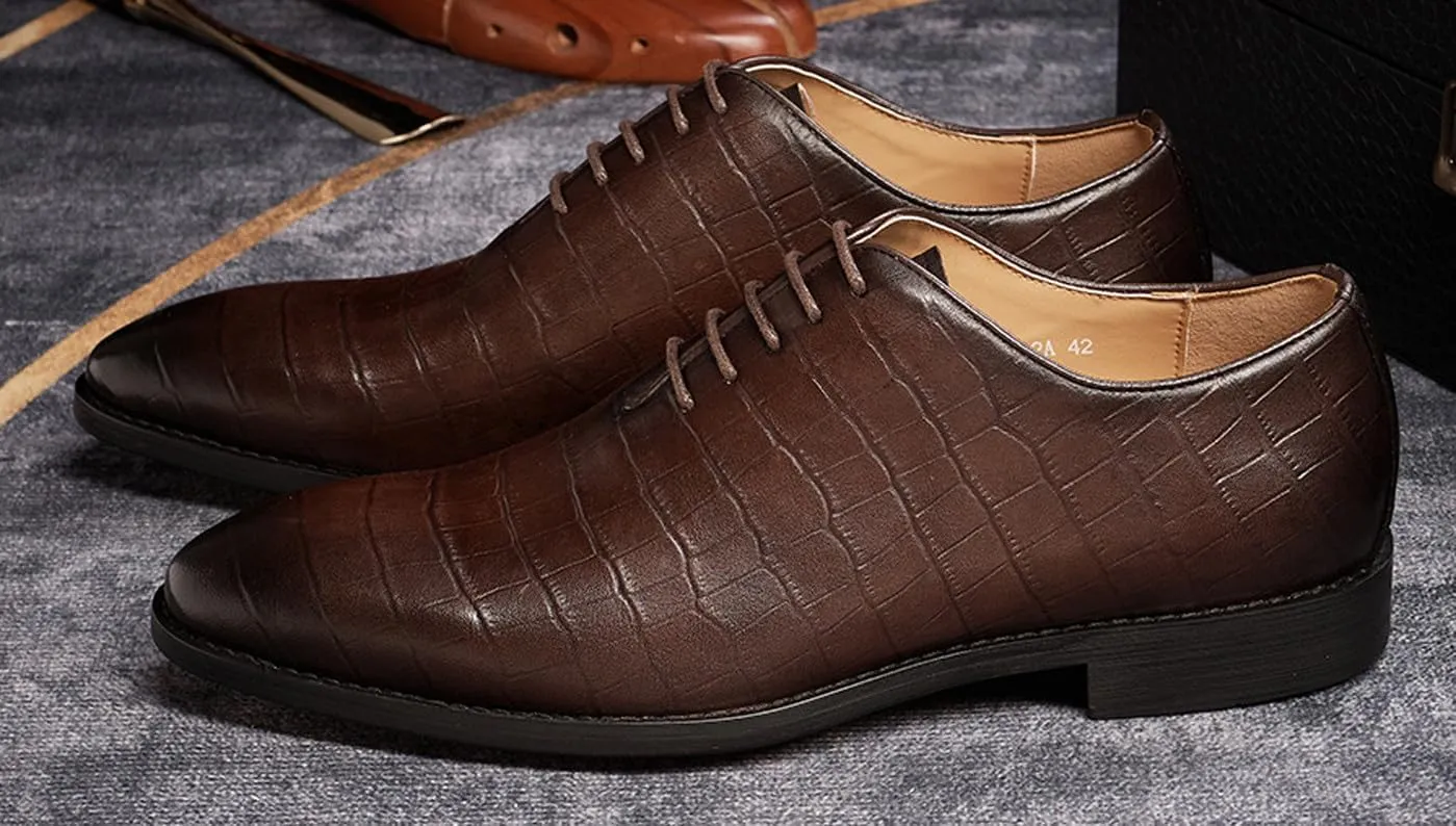 Santimon Mens Oxfords Formal Dress Suit Shoes Genunie Leather Whole Cut Oxfords Fashion Prom Wedding Business Causal Derby Comfortable Tuxedo Shoes for Men