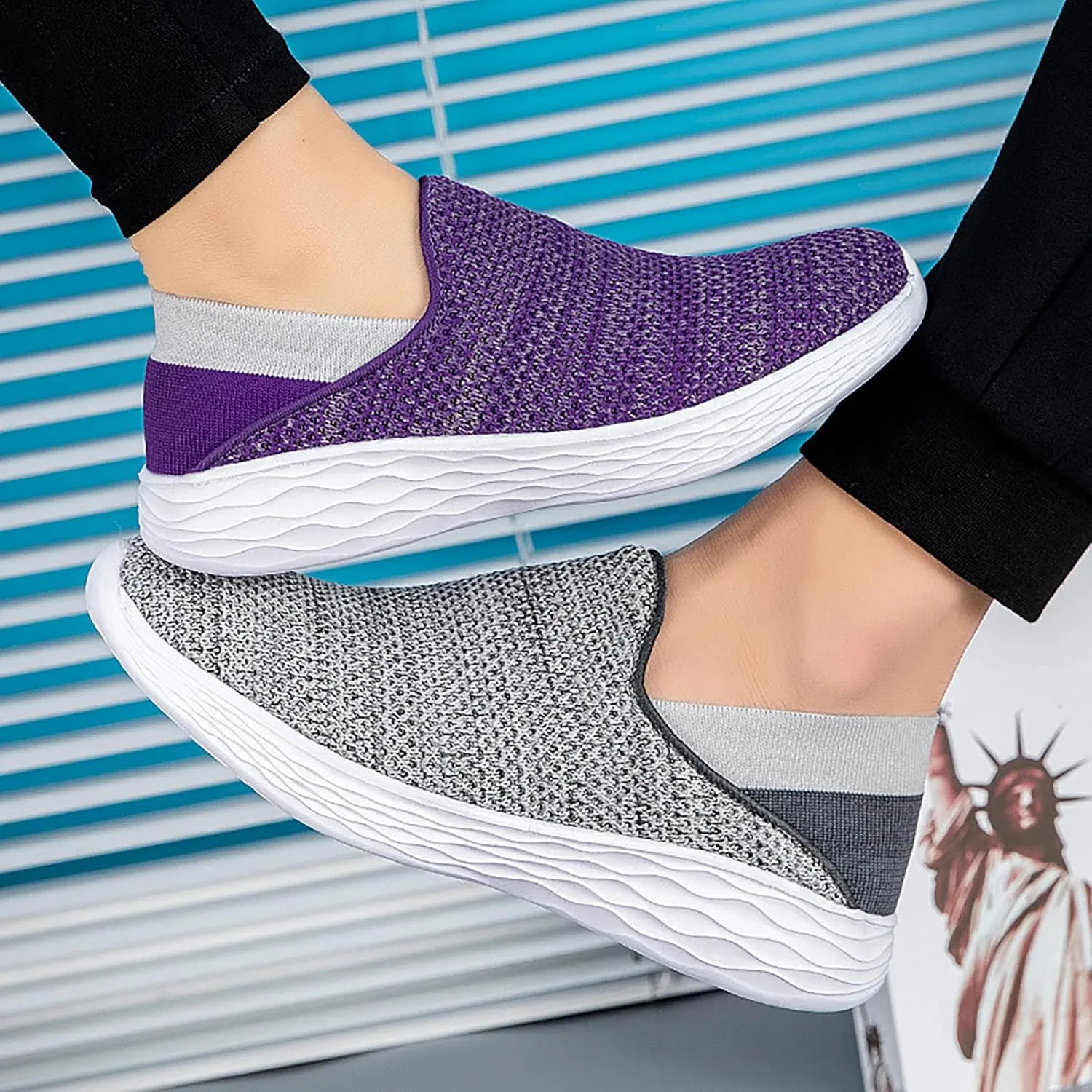 SBGMoSJ Womens 10.5 Wide Casual Sneakers Slip On Shoes for Women Indoor White Tennis Shoes Women Wide Width Platform Sneakers for Women Size 11 Wide Slip On Shoes for Women