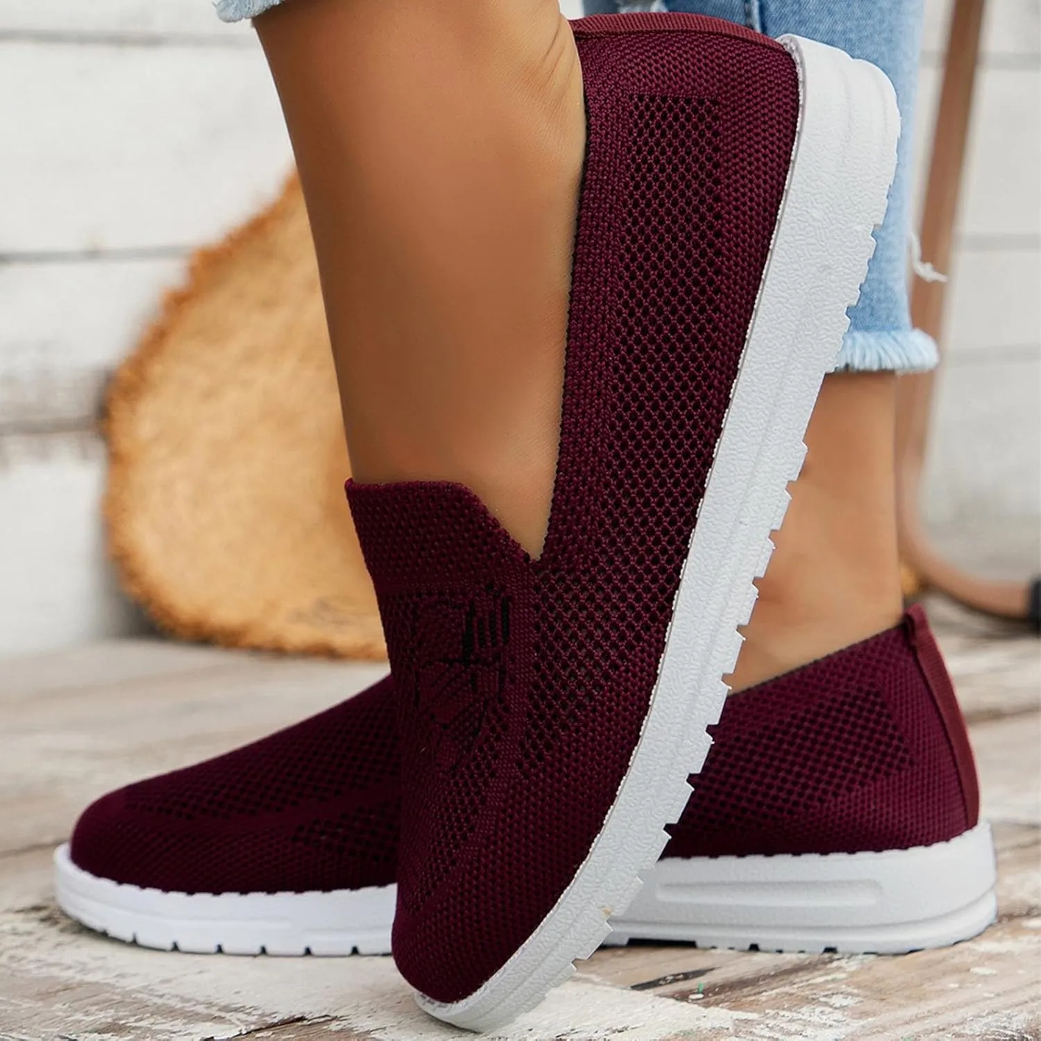 SBGMoSJ Womens Slip On Sneakers Size 7w Black Non Slip Tennis Shoes for Women Women's Running Shoes Size 8 Women's Sneakers Size 9 Slip On Zapatos para Mujer Antideslizante