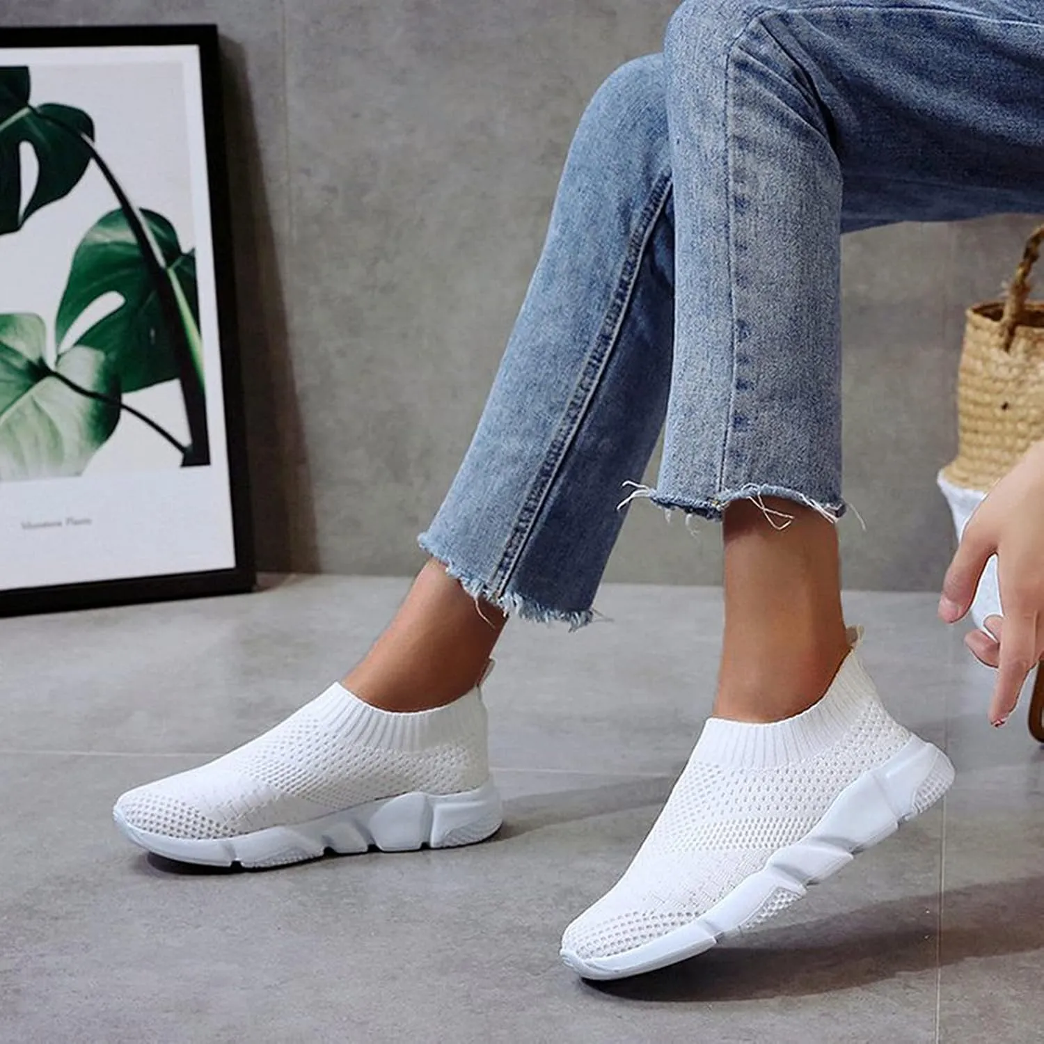 SBGMoSJ Womens Walking Shoes Wide Width Office Black Walking White Shoes Women Size 5 Womens Sneakers Size 7.5 Wide Slip On Womens Black High Top Fashion Sneakers Size 11 Wide Slip On Shoes for Women