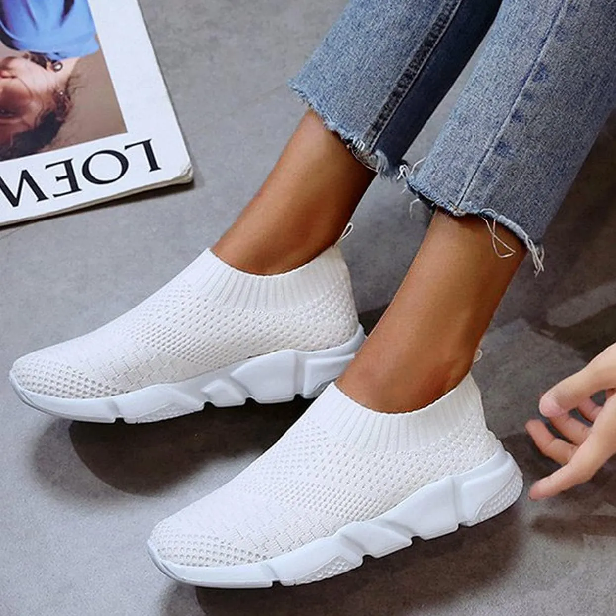 SBGMoSJ Womens Walking Shoes Wide Width Office Black Walking White Shoes Women Size 5 Womens Sneakers Size 7.5 Wide Slip On Womens Black High Top Fashion Sneakers Size 11 Wide Slip On Shoes for Women