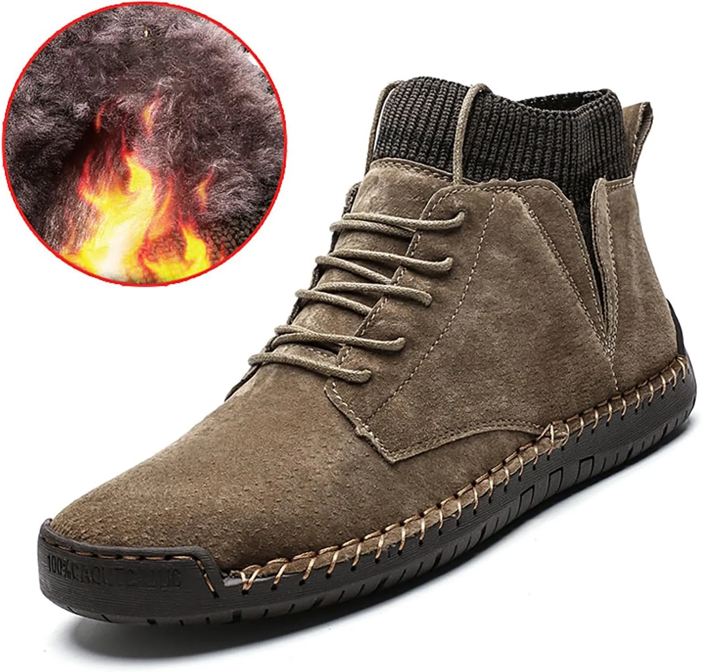 Shoe Made with Natural Materials Winter Padded Men's British Large Size Casual Suede Handmade Foreign Trade Sport Shoes