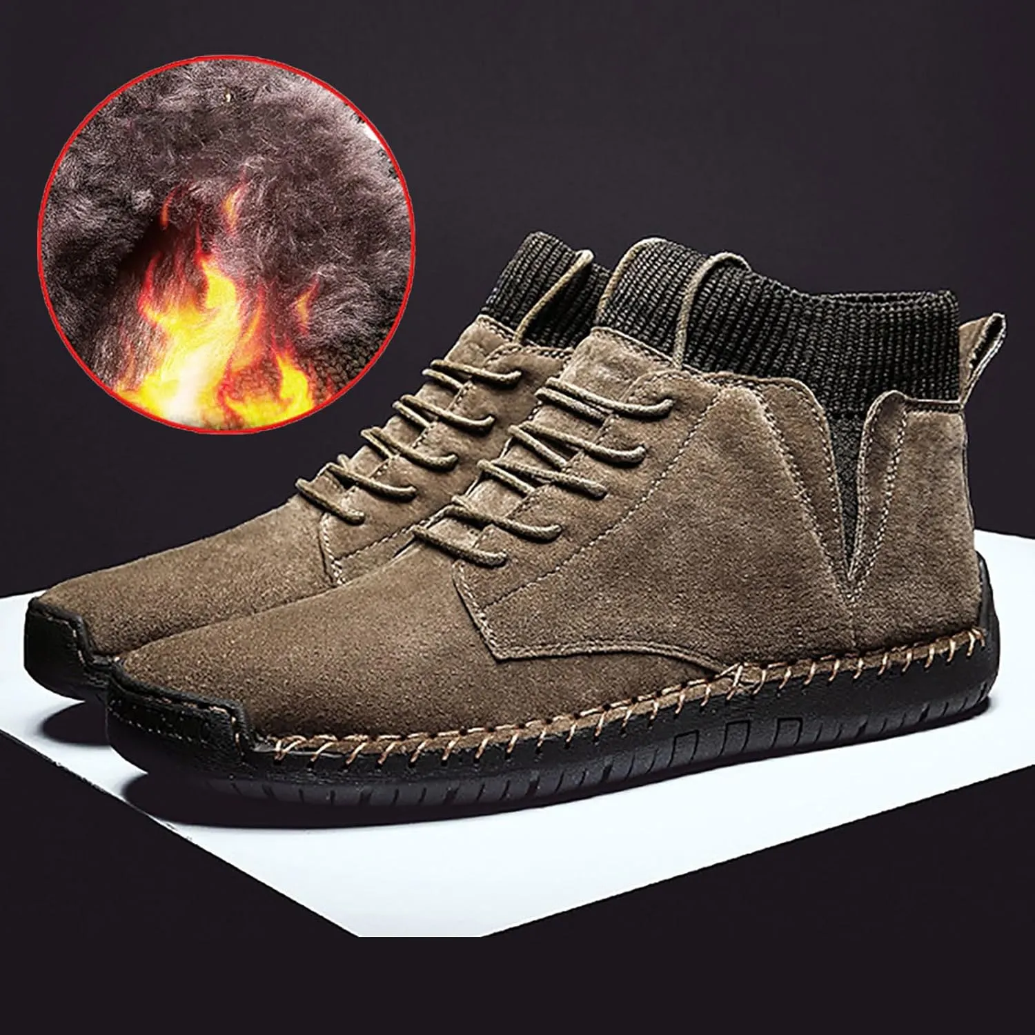 Shoe Made with Natural Materials Winter Padded Men's British Large Size Casual Suede Handmade Foreign Trade Sport Shoes