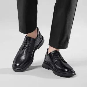 Sleek Men's Pointed Toe Oxford Dress Shoes for Corporate Business Meetings, Lightweight Leather Formal Shoes with Cushioned Footbed
