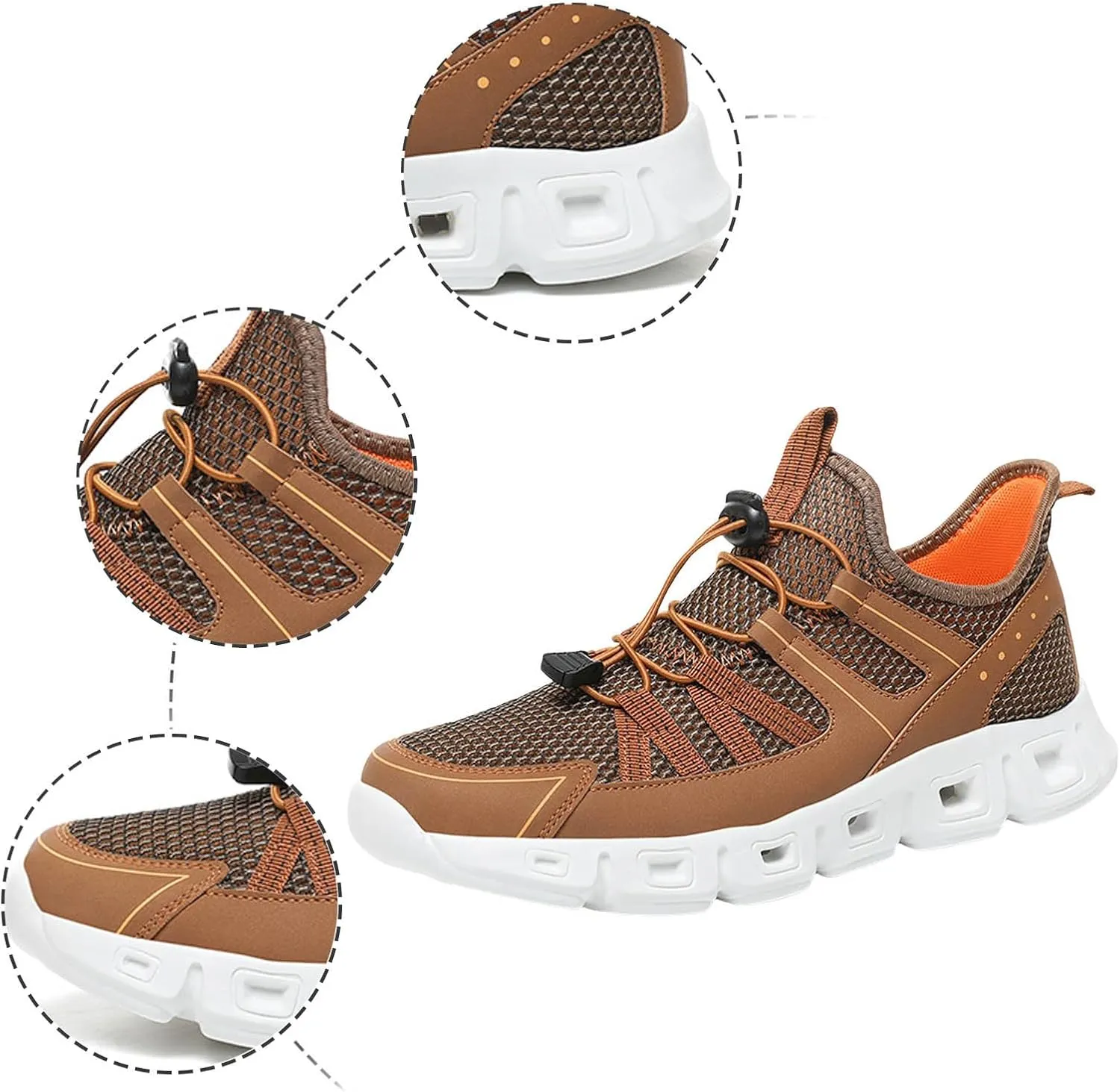 Slip on Sneakers for Men Casual Non Slip Lightweight Breathable Mesh Athletic Tennis Gym Comfortable Sole Cushion Walking Running Shoes with Adjustable Lace Men's Summer Workout Shoes