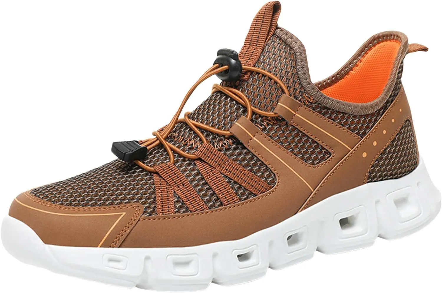 Slip on Sneakers for Men Casual Non Slip Lightweight Breathable Mesh Athletic Tennis Gym Comfortable Sole Cushion Walking Running Shoes with Adjustable Lace Men's Summer Workout Shoes