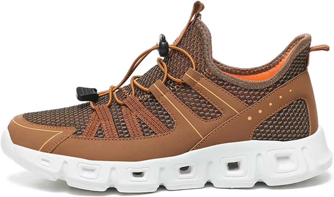 Slip on Sneakers for Men Casual Non Slip Lightweight Breathable Mesh Athletic Tennis Gym Comfortable Sole Cushion Walking Running Shoes with Adjustable Lace Men's Summer Workout Shoes