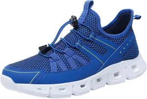 Slip on Sneakers for Men Casual Non Slip Lightweight Breathable Mesh Athletic Tennis Gym Comfortable Sole Cushion Walking Running Shoes with Adjustable Lace Men's Summer Workout Shoes