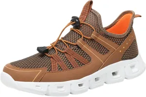 Slip on Sneakers for Men Casual Non Slip Lightweight Breathable Mesh Athletic Tennis Gym Comfortable Sole Cushion Walking Running Shoes with Adjustable Lace Men's Summer Workout Shoes