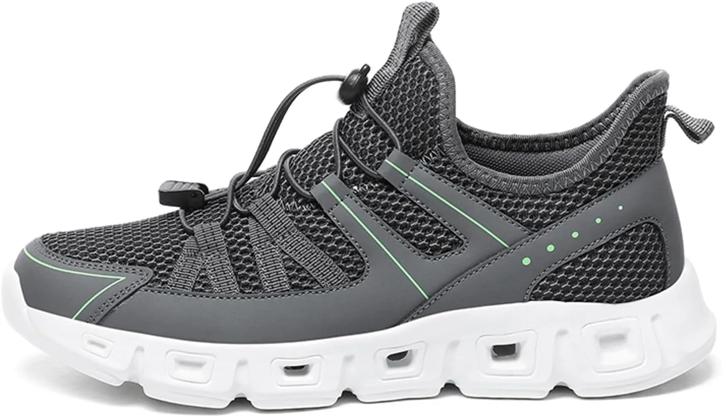 Slip on Sneakers for Men Casual Non Slip Lightweight Breathable Mesh Athletic Tennis Gym Comfortable Sole Cushion Walking Running Shoes with Adjustable Lace Men's Summer Workout Shoes