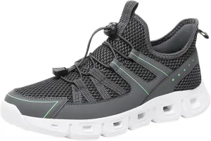Slip on Sneakers for Men Casual Non Slip Lightweight Breathable Mesh Athletic Tennis Gym Comfortable Sole Cushion Walking Running Shoes with Adjustable Lace Men's Summer Workout Shoes
