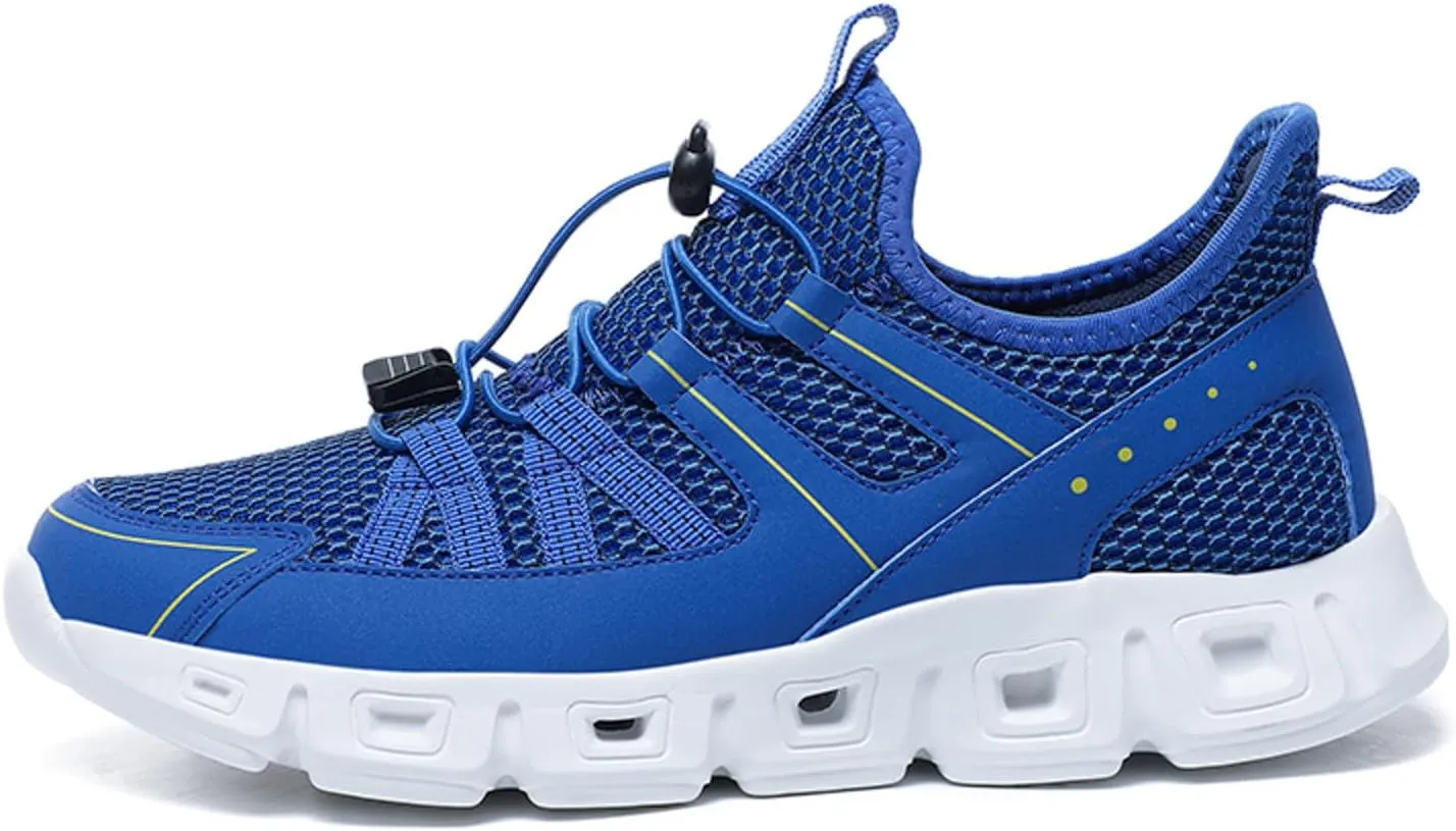 Slip on Sneakers for Men Casual Non Slip Lightweight Breathable Mesh Athletic Tennis Gym Comfortable Sole Cushion Walking Running Shoes with Adjustable Lace Men's Summer Workout Shoes