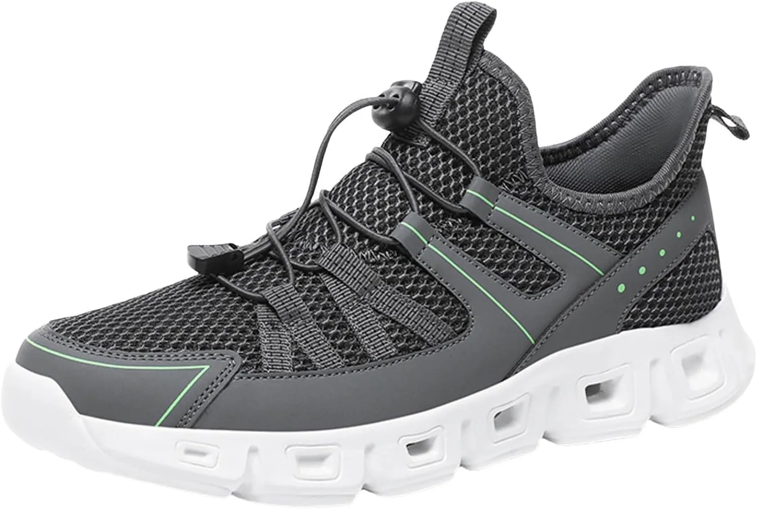 Slip on Sneakers for Men Casual Non Slip Lightweight Breathable Mesh Athletic Tennis Gym Comfortable Sole Cushion Walking Running Shoes with Adjustable Lace Men's Summer Workout Shoes
