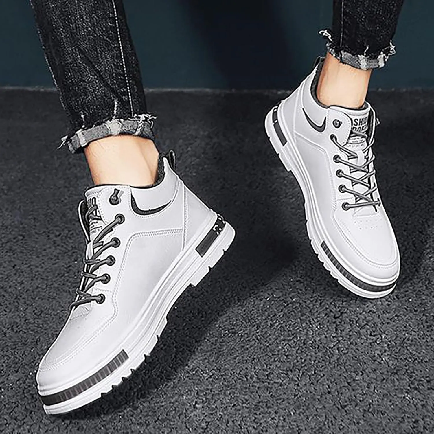 Sneakers Business Breathable Men and Winter High Top Casual Shoes Plush and Thick Cotton Shoes New Versatile Trendy