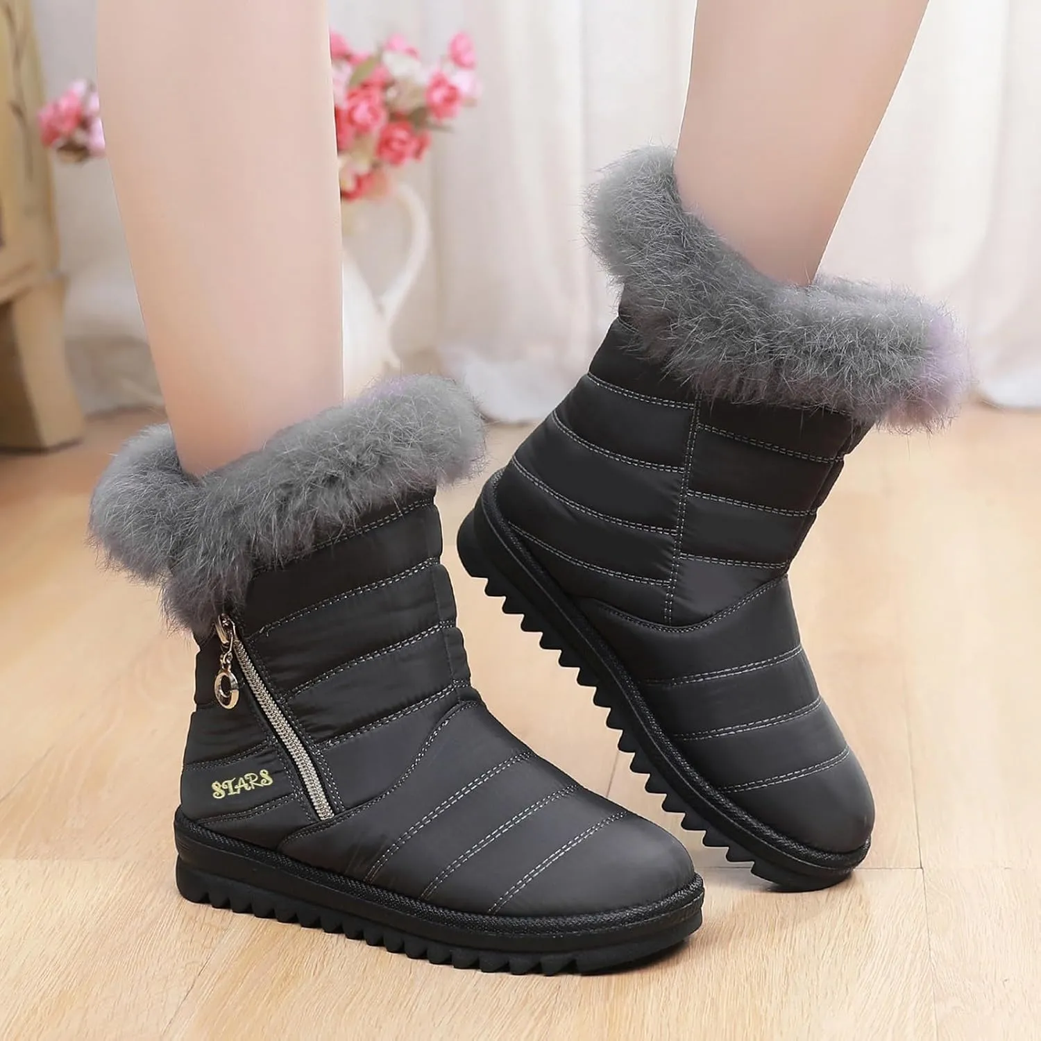 Snow Boots for Women Wide WidthEasy On Winter Boots for Ladies Womens Snow Boots Winter Shoes Warm Fur Lined Womens Short Snow Boot Steel Toe Boots for Men Snow Booties Men