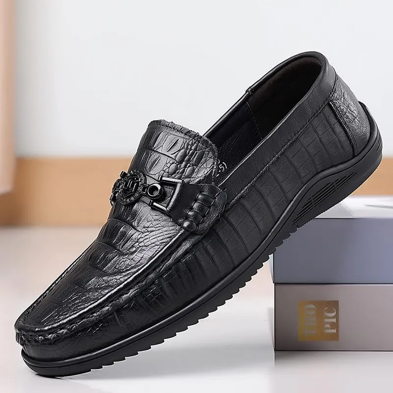 Sophisticated Men's Leather Oxford Shoes with Plain Toe and Durable Rubber Outsole for Business Wear