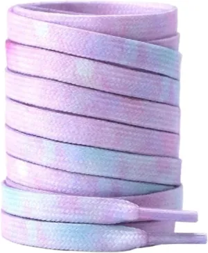 Tie-dye Shoelaces Kids Adult Flat Gradual Shoestring Width Elastic Laces For Sneaker Canvas Shoes Accessories