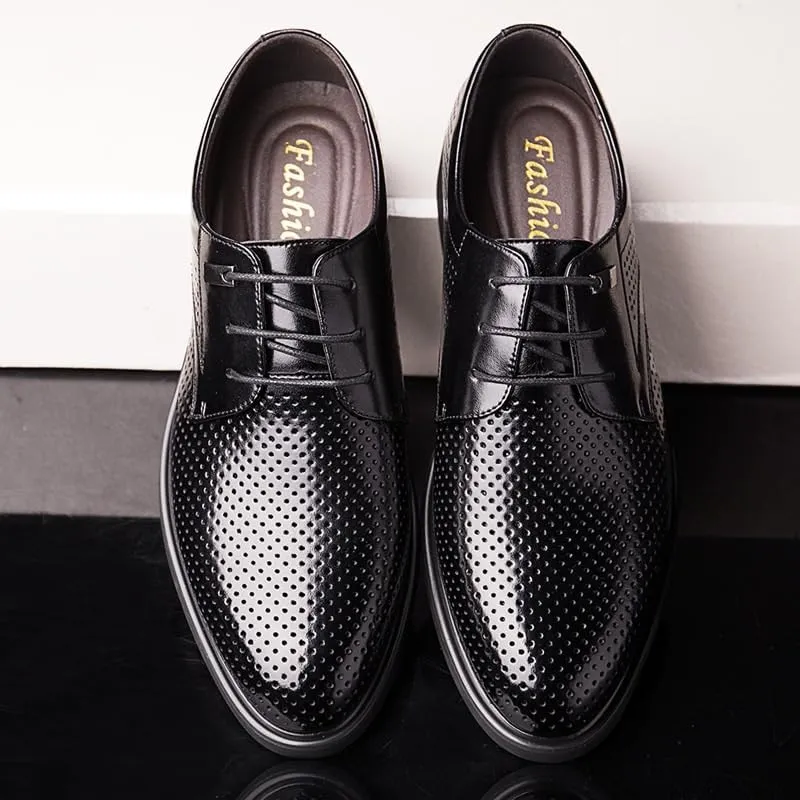 Traditional Men’s Oxford Lace-Up Dress Shoes for Weddings and Business Meetings, Breathable Leather Formal Shoes with Flexible Rubber Sole