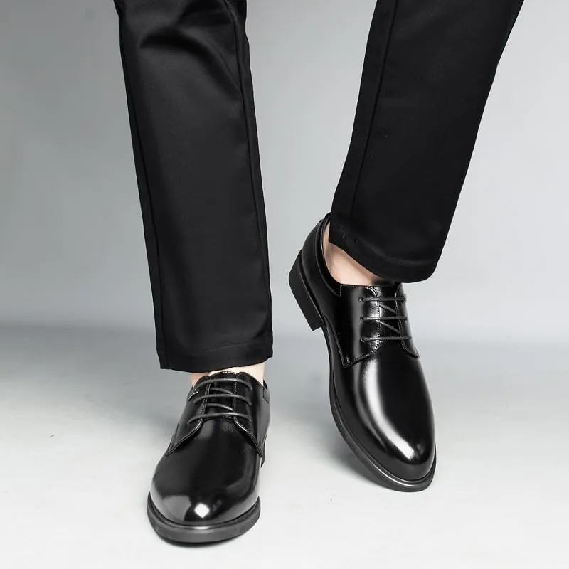 Traditional Men’s Oxford Lace-Up Dress Shoes for Weddings and Business Meetings, Breathable Leather Formal Shoes with Flexible Rubber Sole