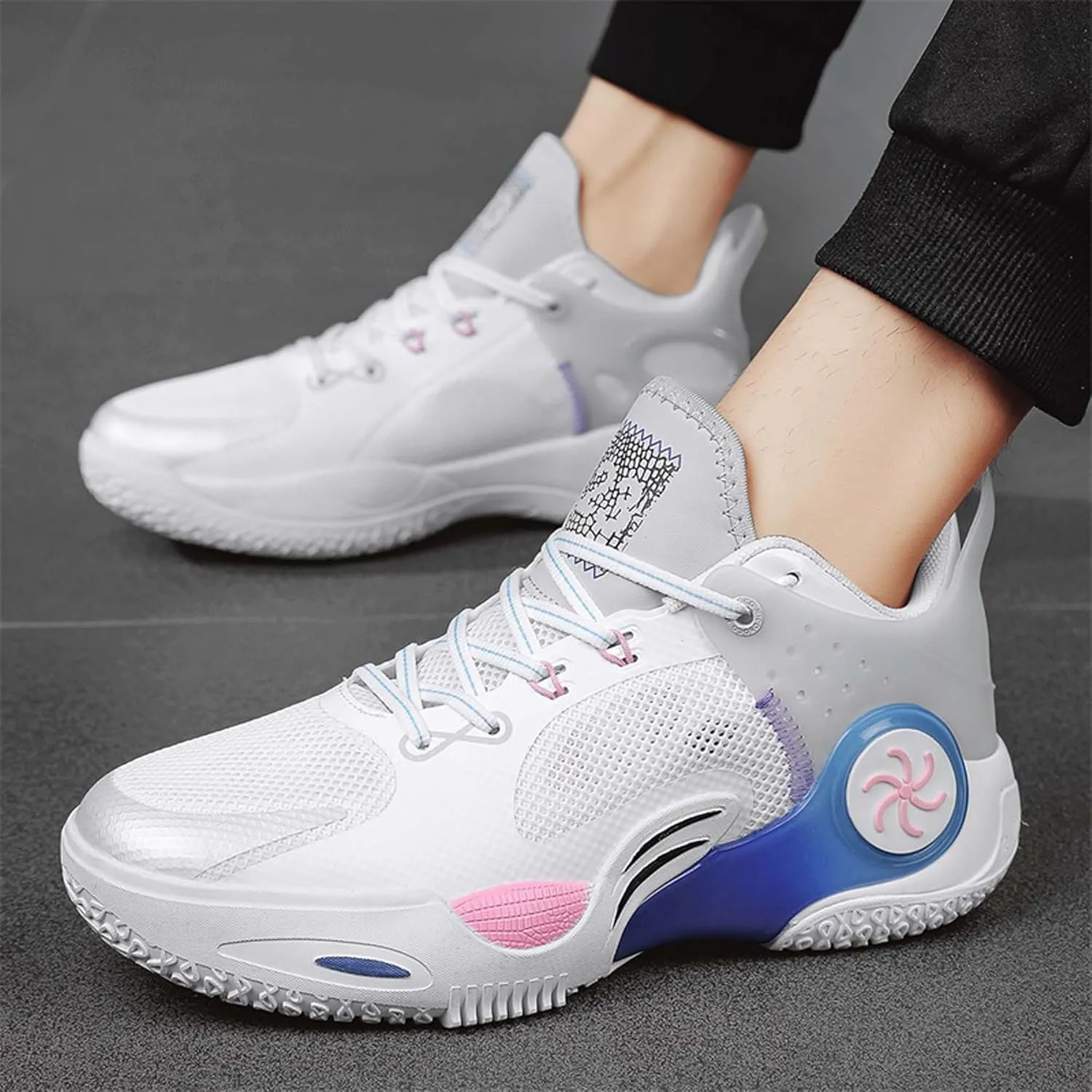 Unisex Anti-Slip Basketball Shoes Fashion Sneakers Breathable Mesh Training Running Shoes Casual Sports Walking Outdoor Shoes
