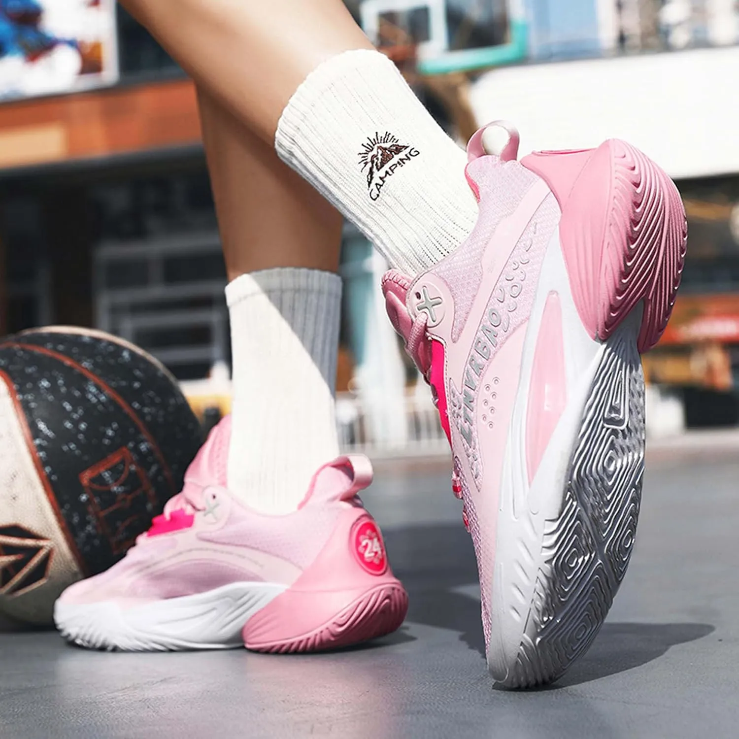 Unisex Fashion Basketball Shoes Breathable Mesh Sneakers Street Personalized Trend Basketball Sneakers Indoor and Outdoor Anti-Slip Cushioning Running Training Shoes