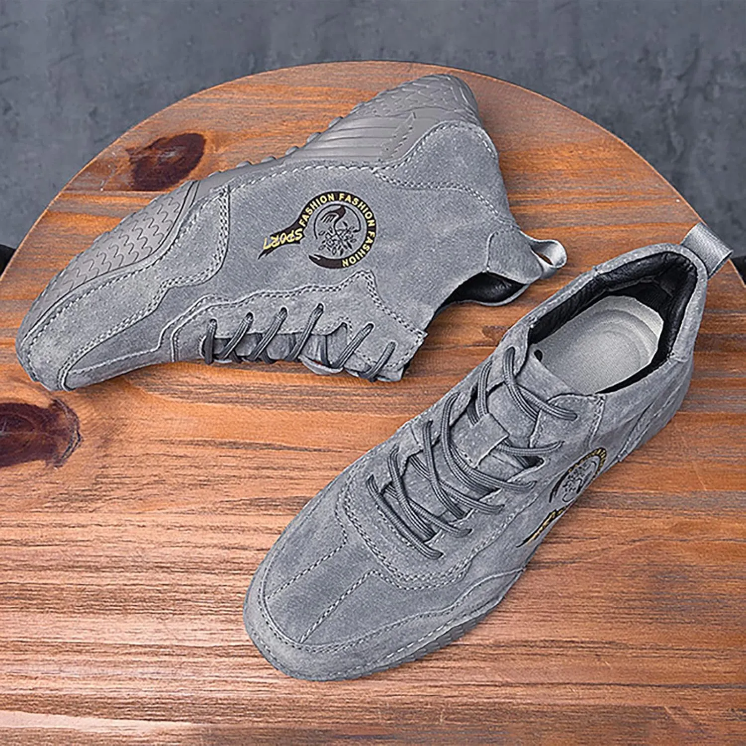 Versatile & Casual Sneaker New Spring and Men's Leather Shoes Korean Fashion Lace Up Short Boots Shoe