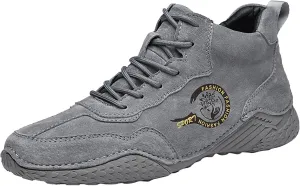 Versatile & Casual Sneaker New Spring and Men's Leather Shoes Korean Fashion Lace Up Short Boots Shoe