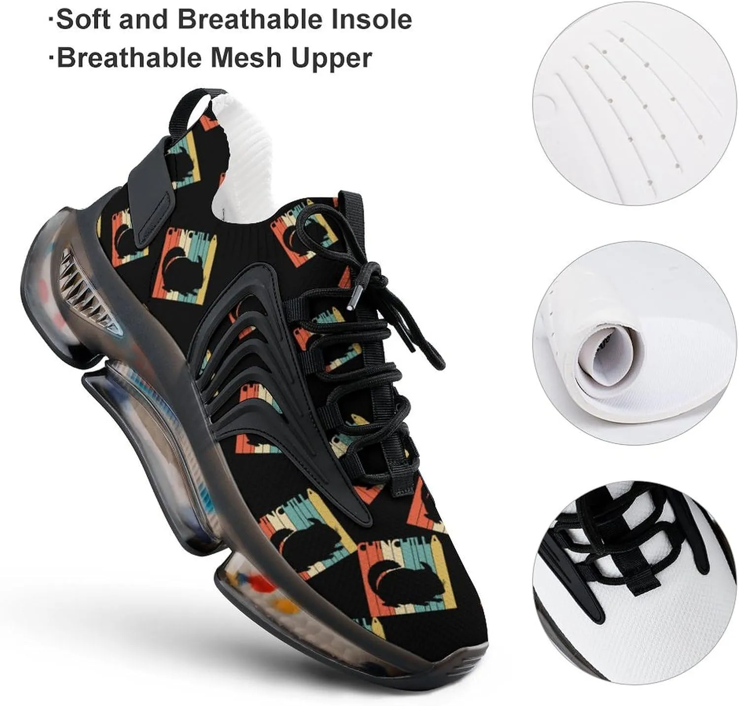 Vintage Style Chinchilla Men's Running Shoes Lightweight Walking Shoe Breathable Sneaker
