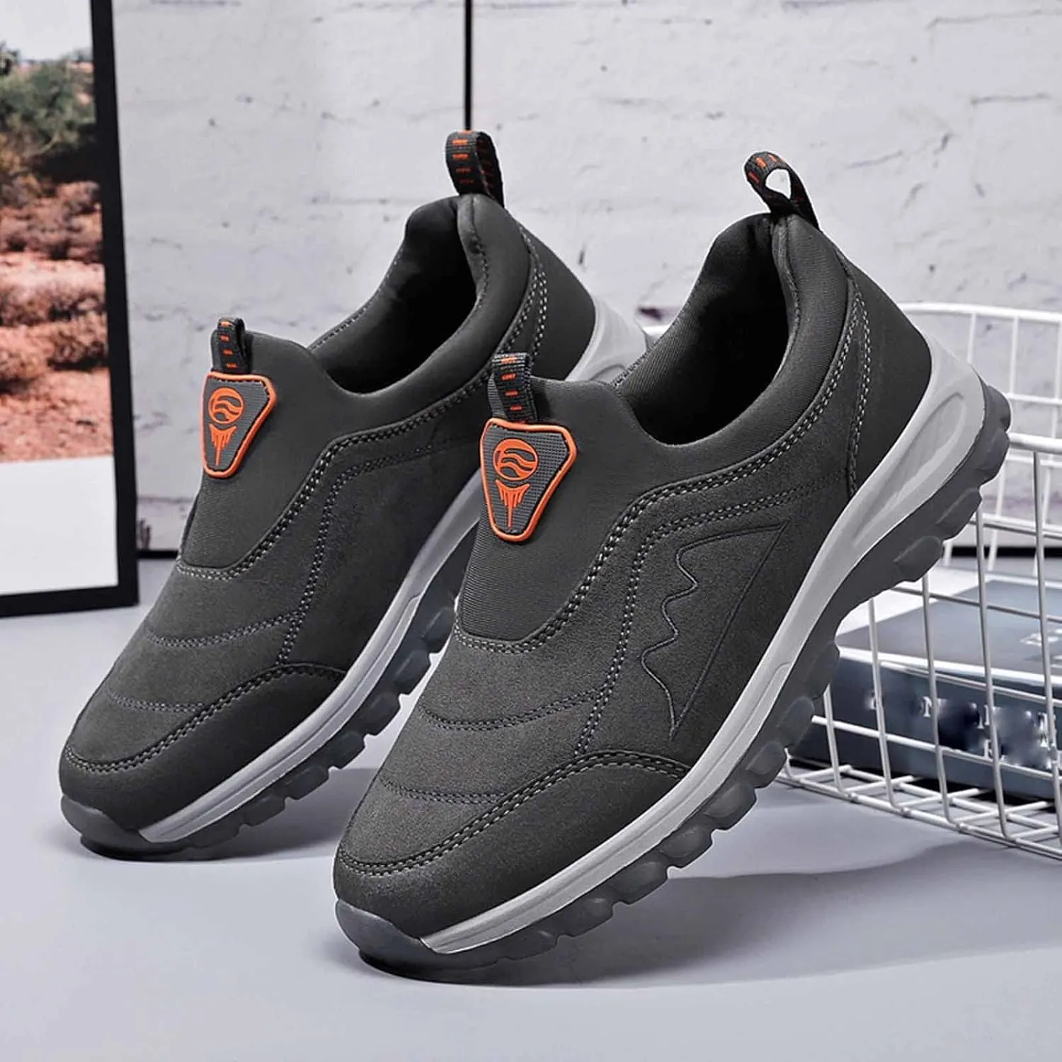 Walking Shoes For Men Slip-On Loafer Trekking Shoes Work Sneakers Waterproof Sneakers Hiking Sneakers Work Shoes