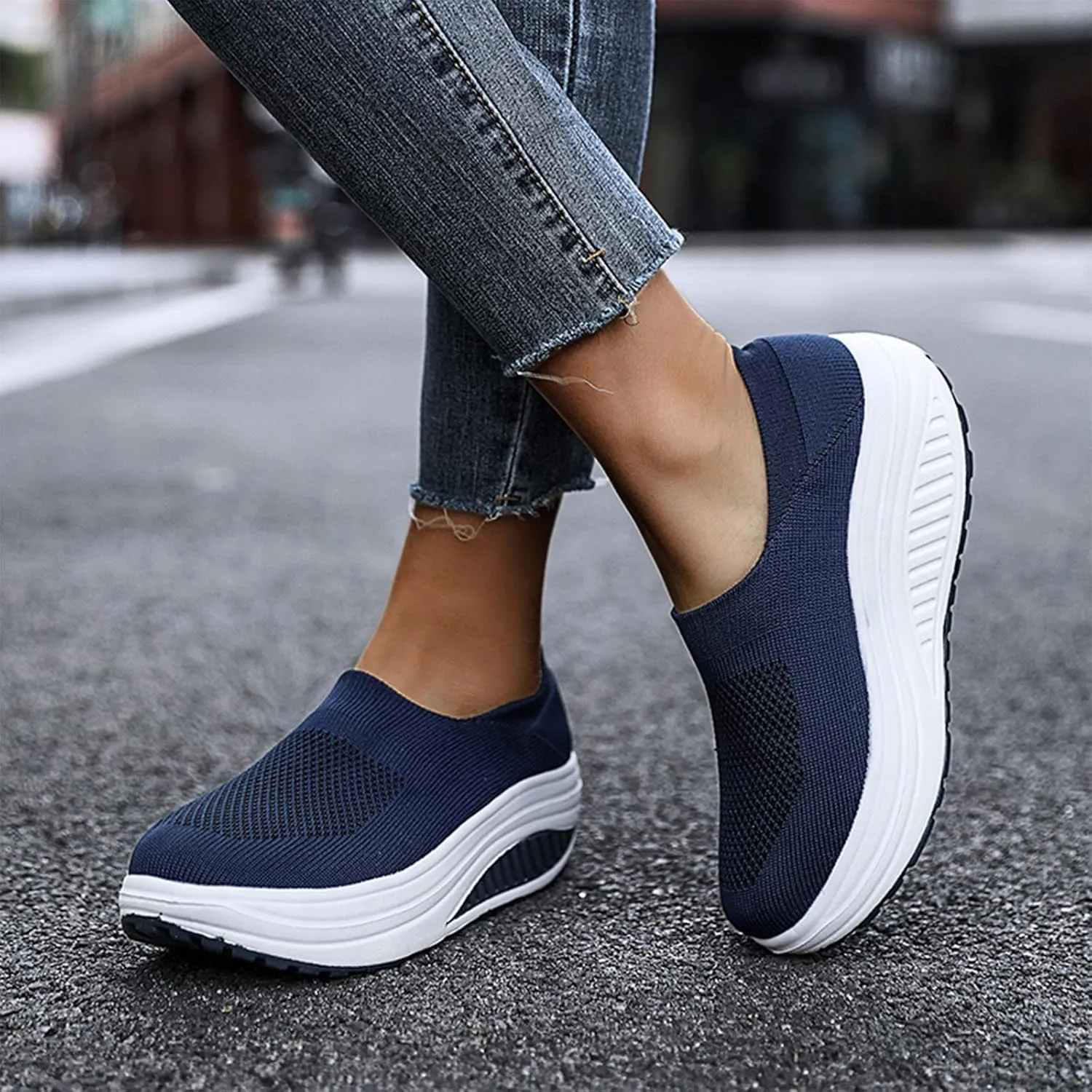 Wedges Sneakers for Women Cute Comfy Work Shoes for Women Slip On Sneakers Women Size 11 Women's Sneakers Wide Width Zapatos De Trabajo para Mujeres Confortables