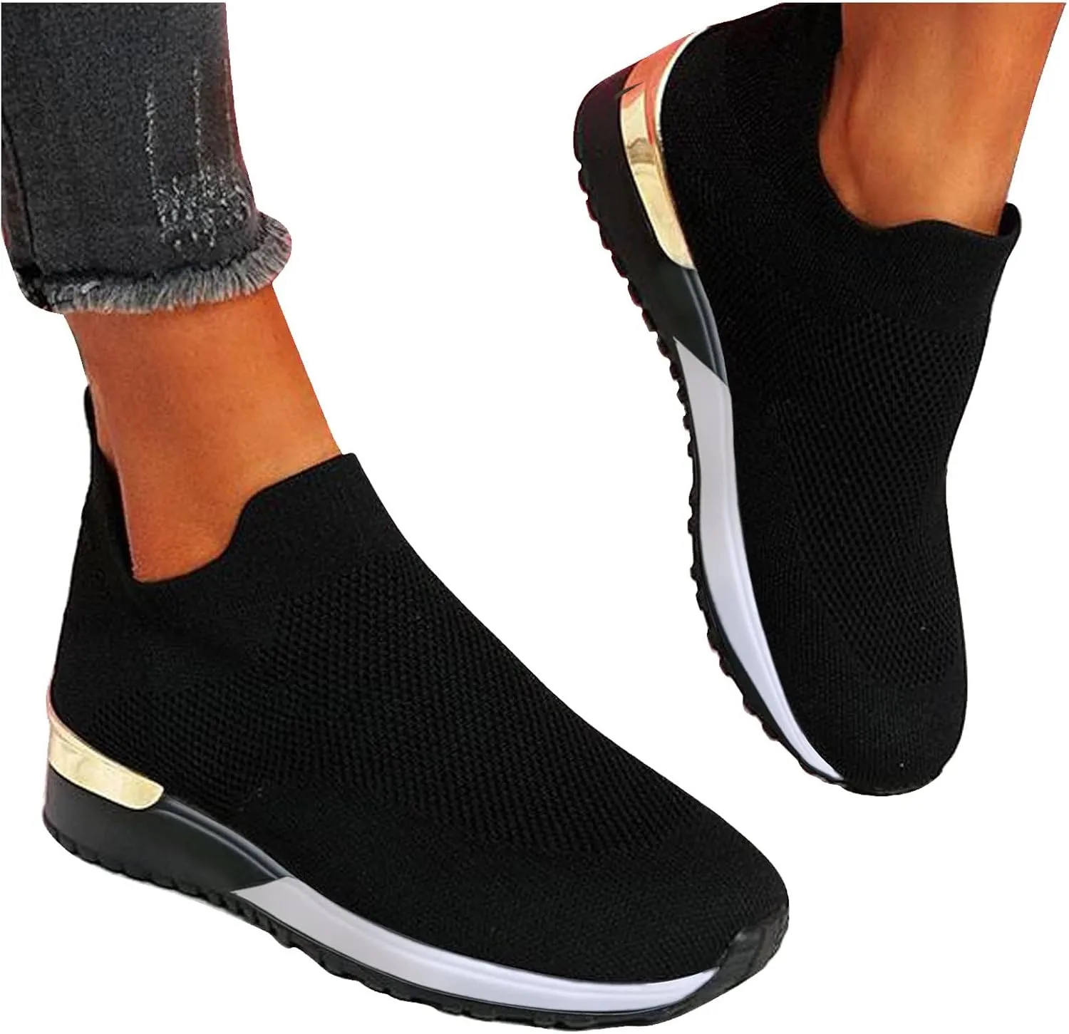 White Wide Width Casual Sneakers Women Cute Black Shoes for Women Womens Casual Shoes Slip On Loafers Silver Wedge Sneakers for Women Dressy Zapatos De Mujer CóModos Bajos para Fiesta Cerrados
