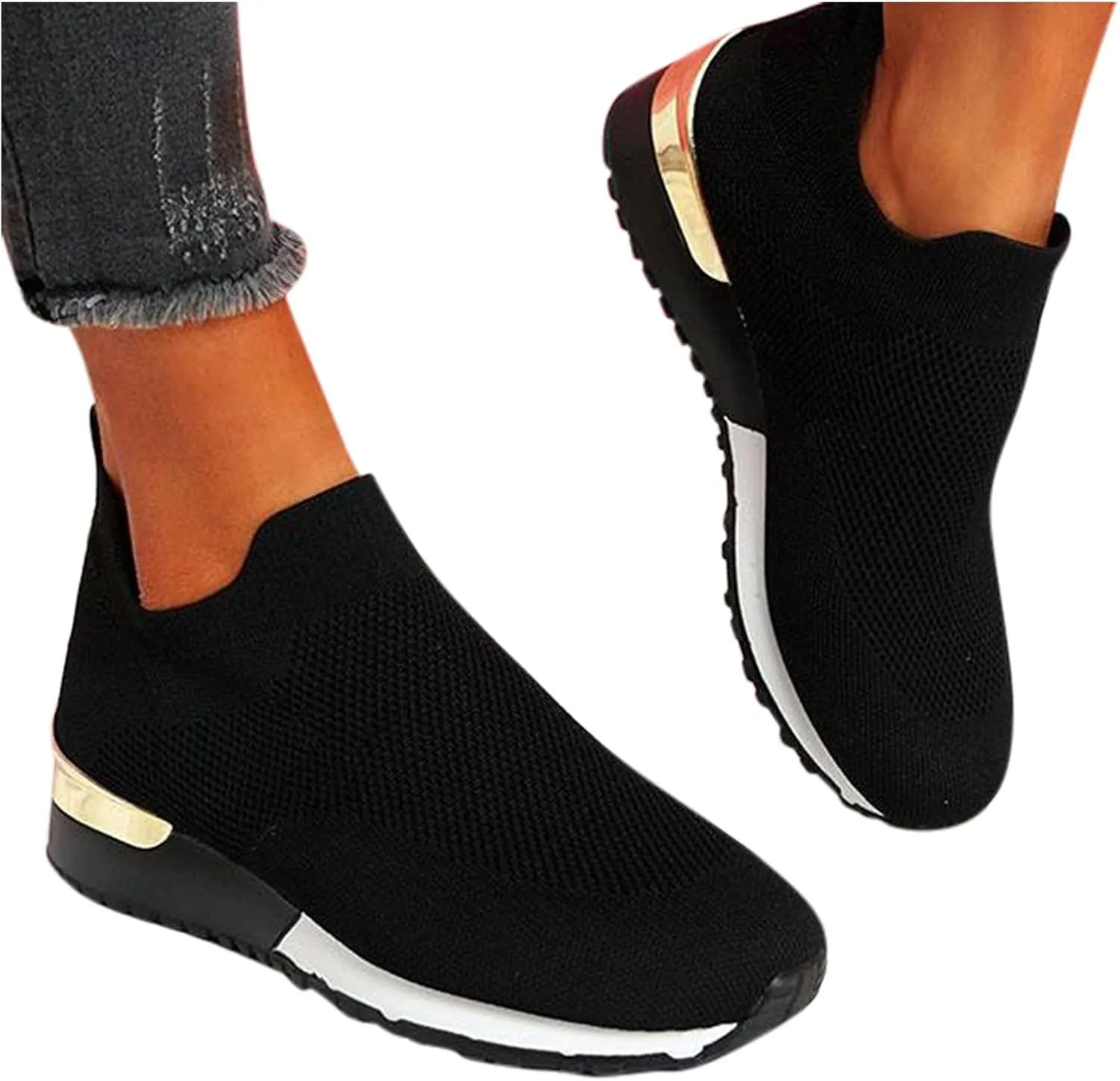 Wide Toe Box Casual Sneakers Women Walking Shoes Women Arch Support Slip On Gym Shoes for Women Wide Width Slip On Shoes Women Wide Toe Box Zapatos Negros De Tacon Bajo para Mujer
