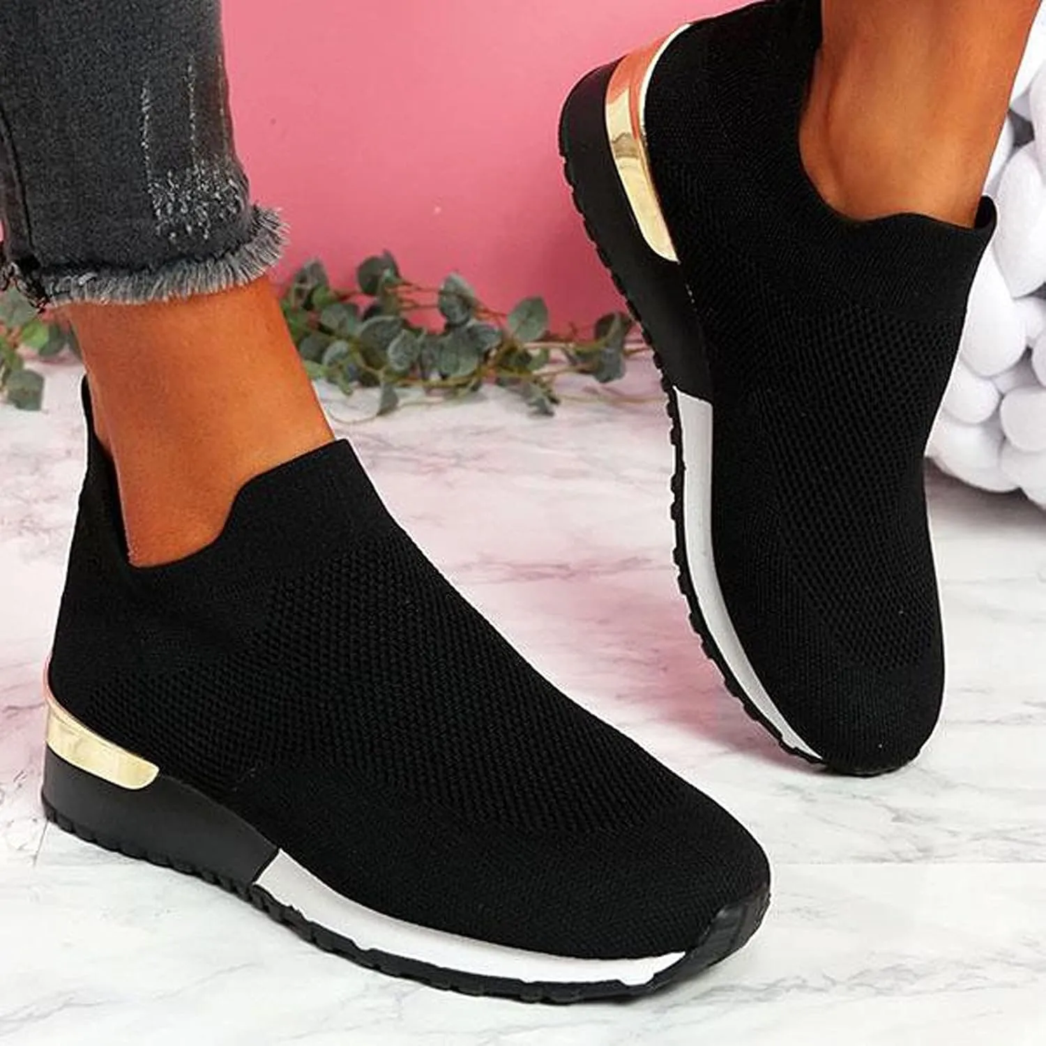 Wide Toe Box Casual Sneakers Women Walking Shoes Women Arch Support Slip On Gym Shoes for Women Wide Width Slip On Shoes Women Wide Toe Box Zapatos Negros De Tacon Bajo para Mujer