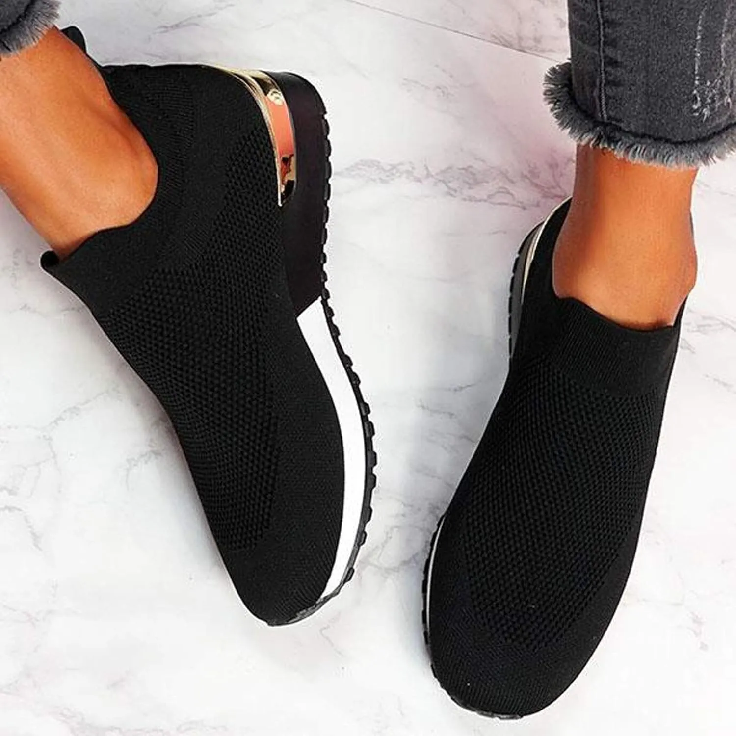 Wide Toe Box Casual Sneakers Women Walking Shoes Women Arch Support Slip On Gym Shoes for Women Wide Width Slip On Shoes Women Wide Toe Box Zapatos Negros De Tacon Bajo para Mujer