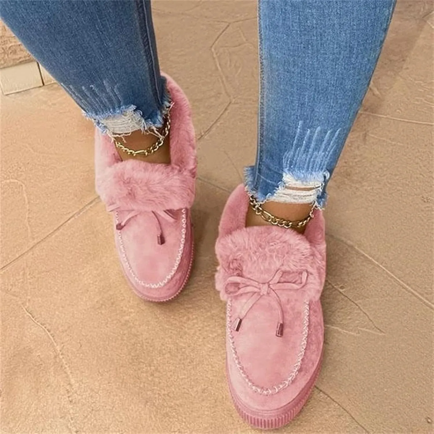 Winter Boots For Women 2024 Snow Boots Classic Faux Fur Lined Slip On Ankle Boots Fashion Casual Warm Loafers Shoes